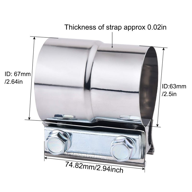 ESPEEDER ZFBB2.5" Lap Joint Band Clamp Exhaust Clamps Pipe Repair Parts Stainless Steel - Image 2